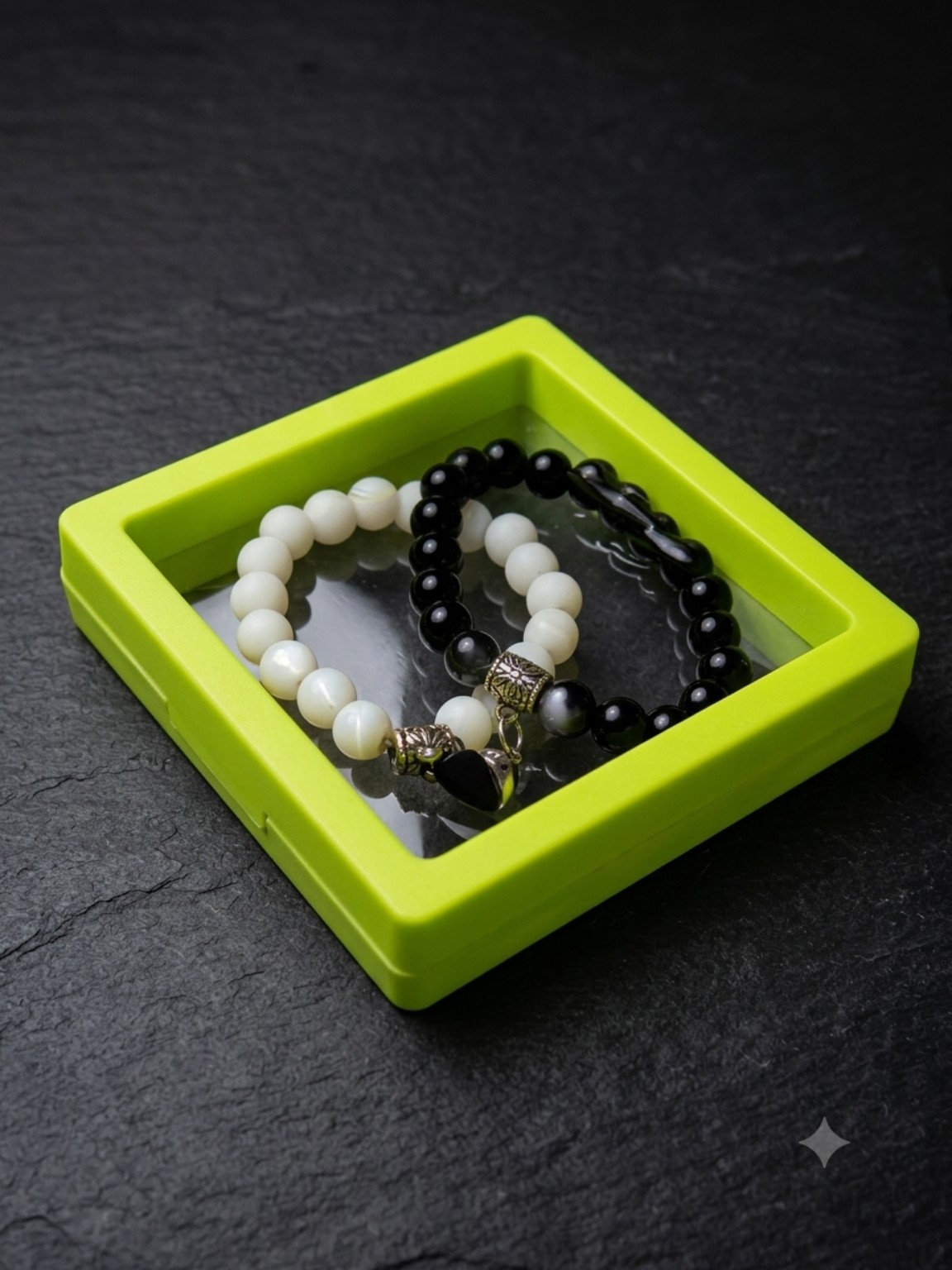Black and white couple bracelets