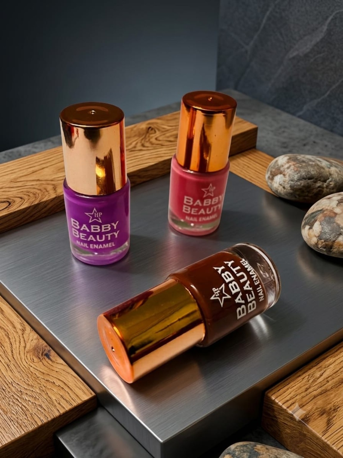 Three bottle nail enamel set