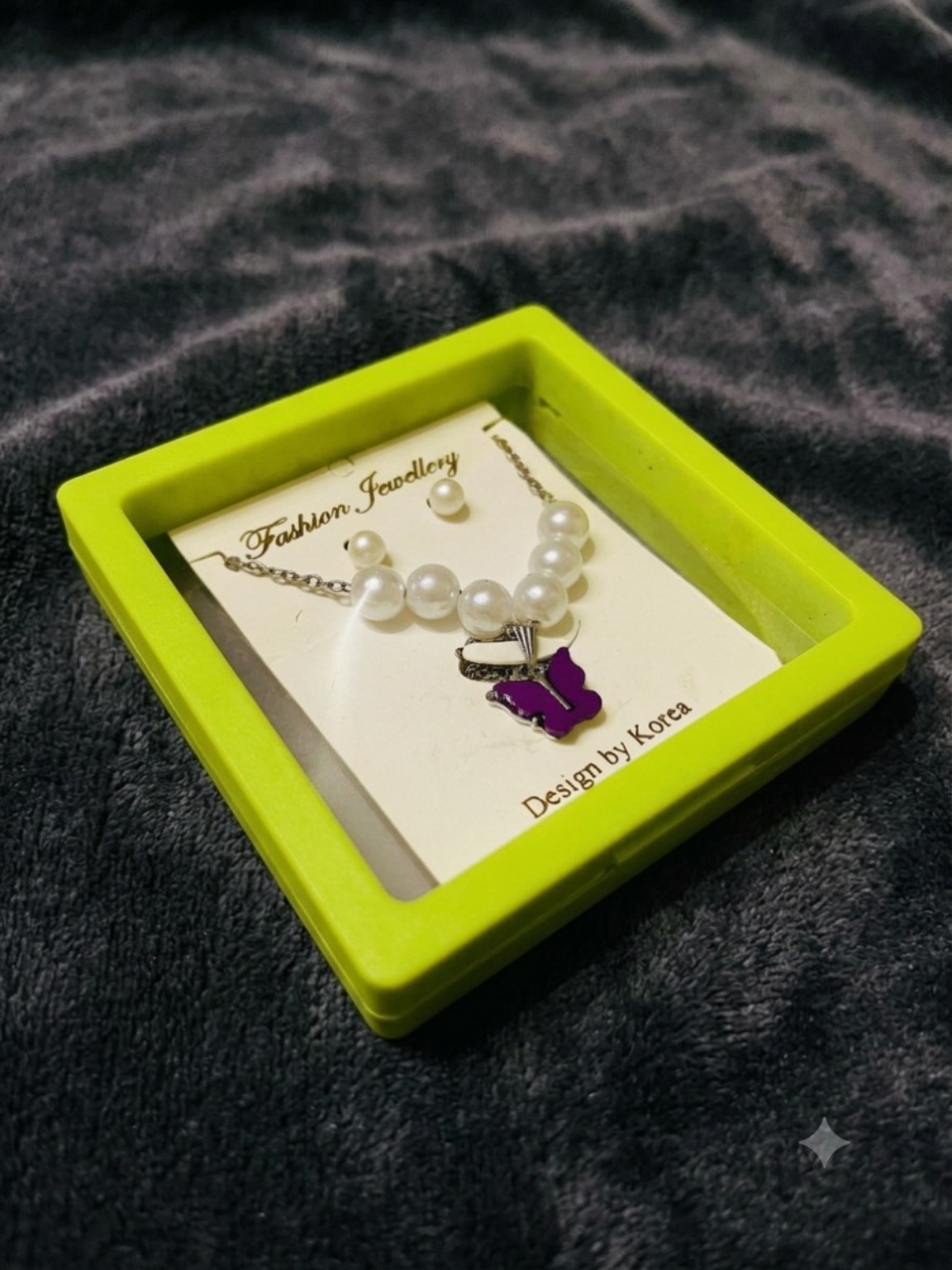 Pearl butterfly necklace and earrings set