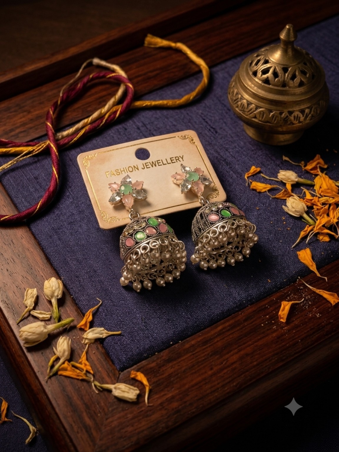 Pearl and red fashion earrings