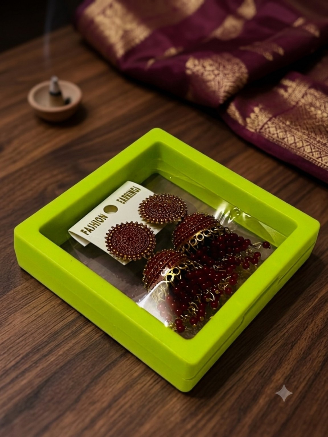 Traditional colourful jhumka earrings